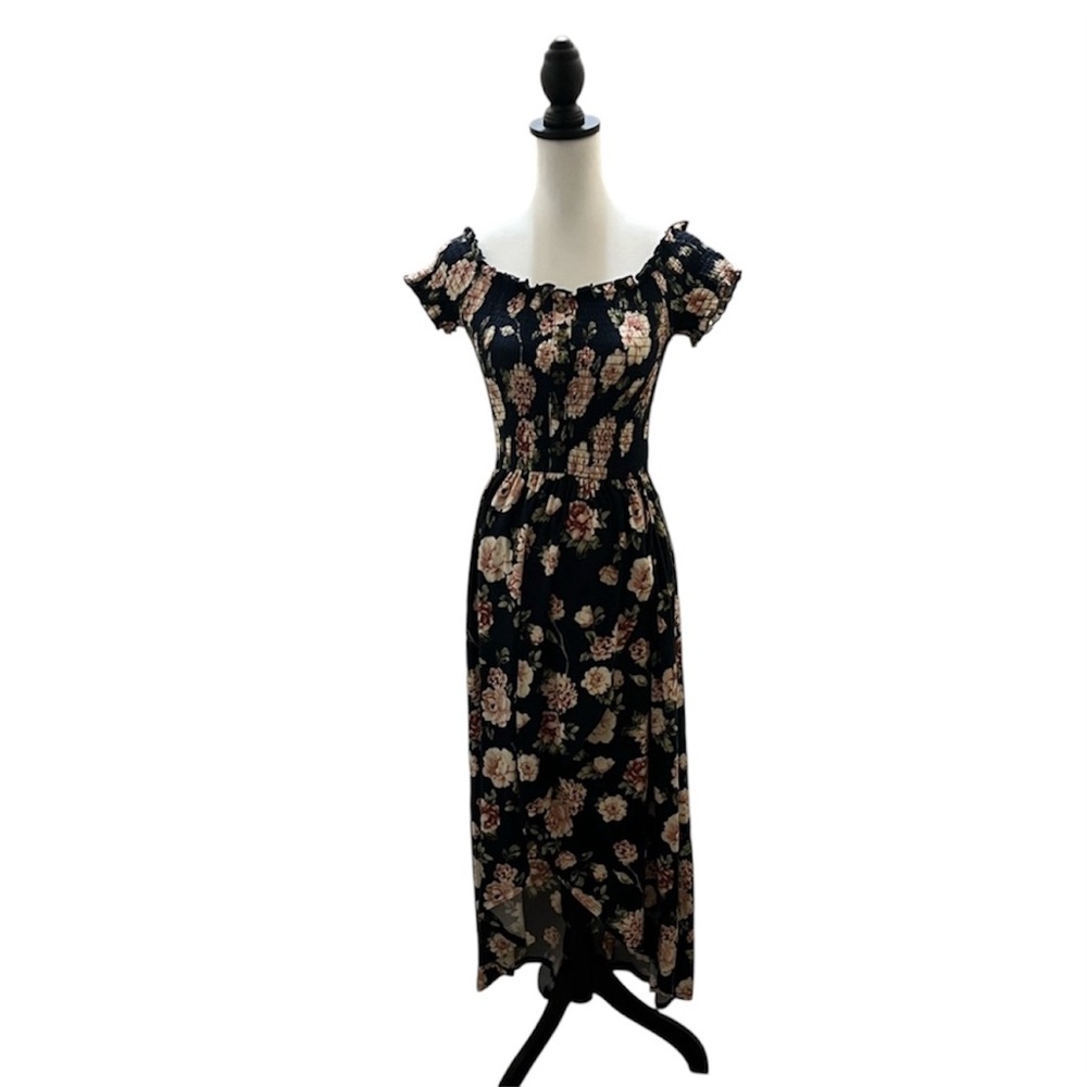 J for Justify, Maxi Wrap Navy/Pink Floral Dress, Size S